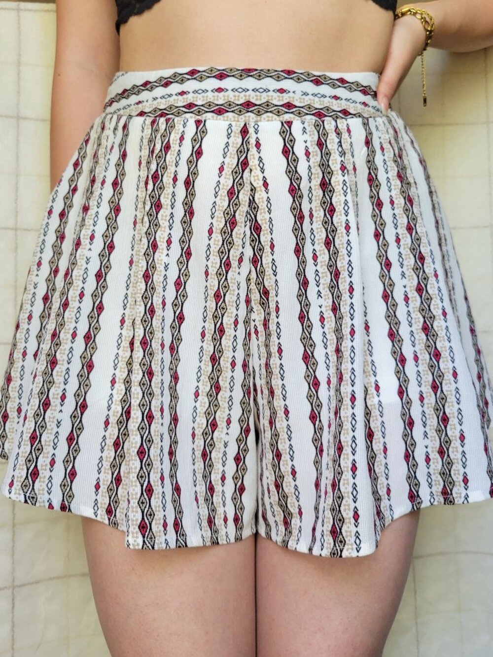 Papaya Boho Skort Shorts - Geometric Aztec Flowy